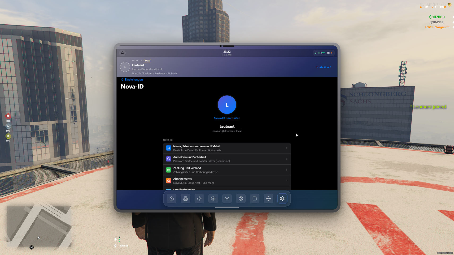Tablet UI — weiterer Screen
